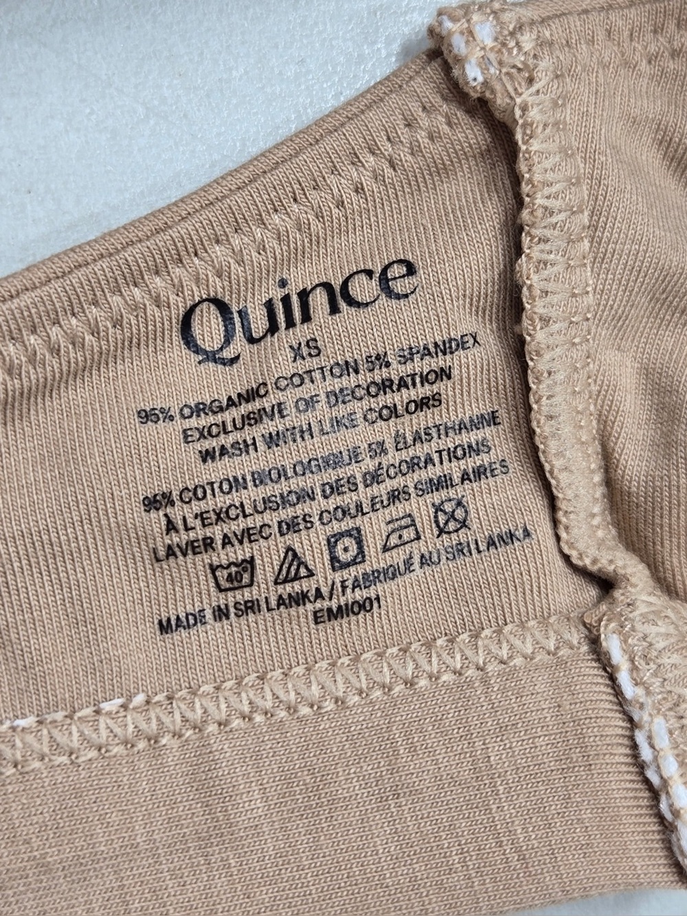 QUINCE 2 Pack Organic Cotton Scoop Bralettes XS Sand 0395 - Picture 9 of 10